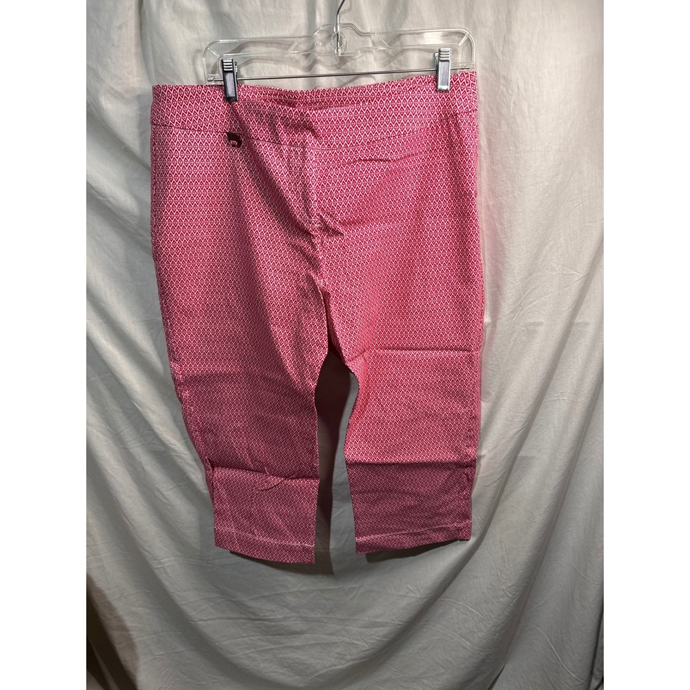 Slimsation by Multiples Women's Pink Geometric Print Capri Pants Size 16